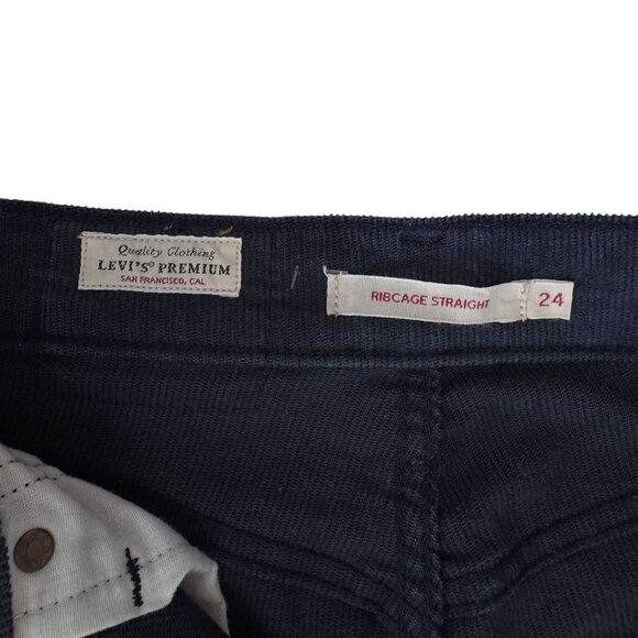 Levi's Ribcage Straight Ankle Corduroy Pants Navy Blue - Picture 7 of 8